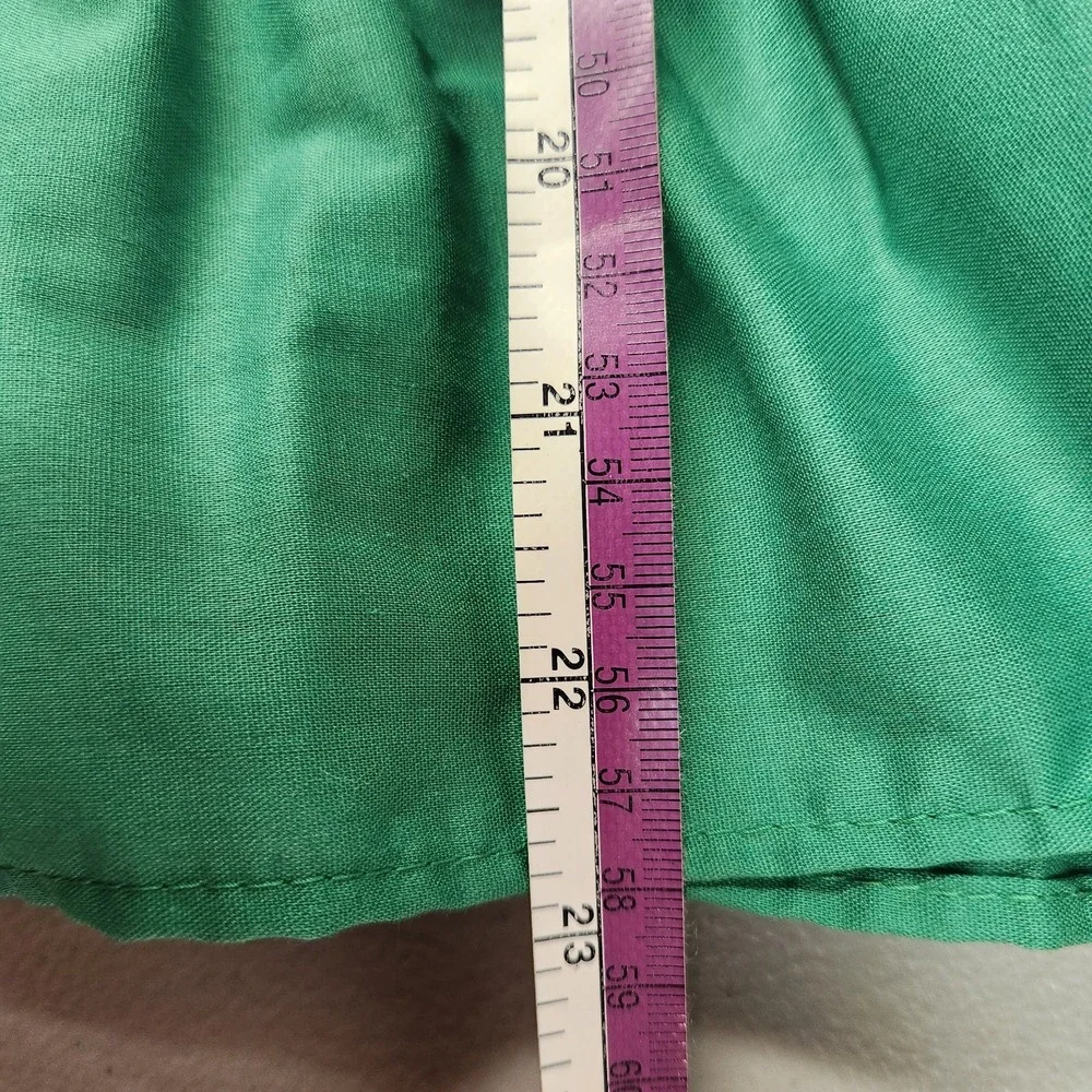 Vintage Circle Skirt Womens Size M Kelly Green Lace Trim Full Elastic Waist